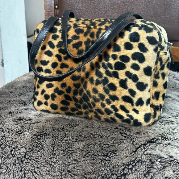 Vintage Kate Spade Faux Fur Leopard Print Mini Handbag - Picture 13 of 16